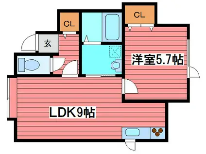 プルミエール北都公園II(1LDK/2階)の間取り写真