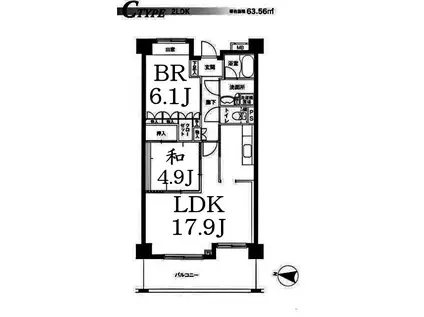 リバーサイド長島(2LDK/5階)の間取り写真