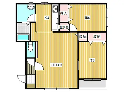 ハウスオブローズ13(2LDK/2階)の間取り写真