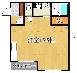 ベルベデール大門(ワンルーム/3階)の間取り写真