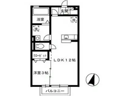 ソレイユ(1LDK/1階)の間取り写真