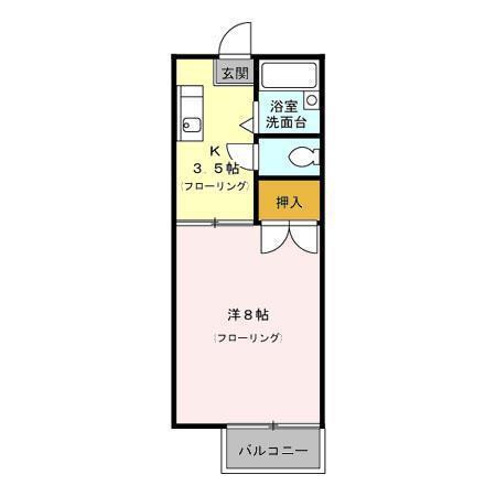 グリーンテラス都北(1K/2階)の間取り写真