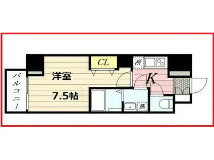 グランパセオ田端D(1K/1階)の間取り写真