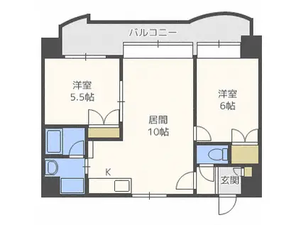 アーバンハイツ月寒東(2LDK/2階)の間取り写真
