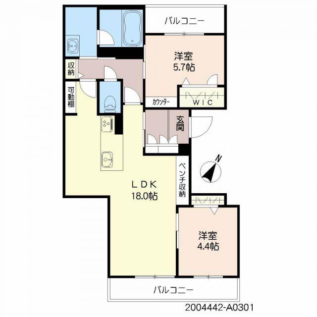 アンビエラ唐湊(2LDK/3階)の間取り写真