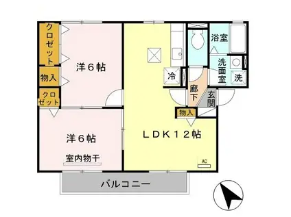 セジュールオラック(2LDK/1階)の間取り写真