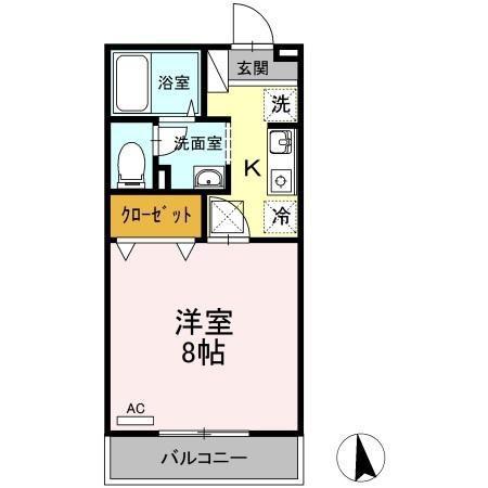 コンフィアンサ山本(1K/1階)の間取り写真