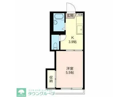 ジュネスK(1K/2階)の間取り写真