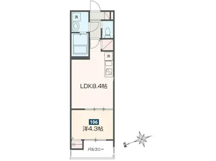 MELDIA幕張(1LDK/1階)の間取り写真