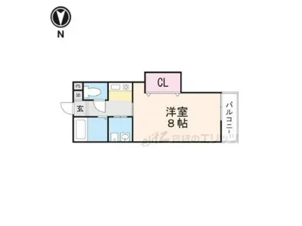 都部ハイツ(1DK/8階)の間取り写真