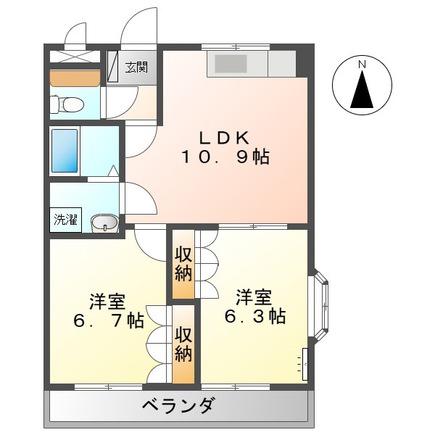 PLACE DE VERT C(2LDK/2階)の間取り写真