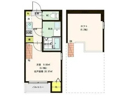 A-STAGE香椎(1K/2階)の間取り写真