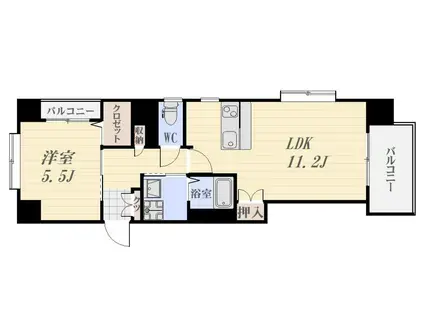 コスモシティーいづろ(1LDK/8階)の間取り写真