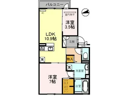 アムール久宝寺(2LDK/1階)の間取り写真
