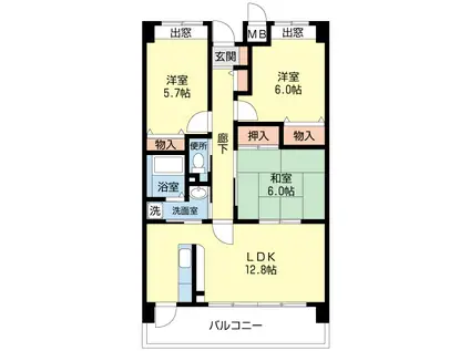 レルシール南茨木(3LDK/2階)の間取り写真