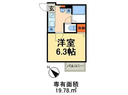 メゾン・ド・ジュネス八潮大瀬(1K/1階)の間取り写真