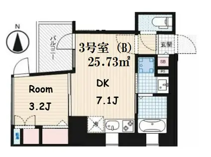 ALZA北浜(1DK/8階)の間取り写真
