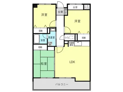 浄水コスモスハイツ(3LDK/2階)の間取り写真