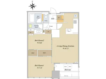 シティタワー銀座東(2LDK/16階)の間取り写真