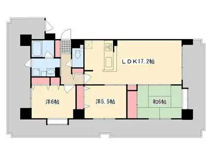 クオリティパレス八幡(3LDK/6階)の間取り写真