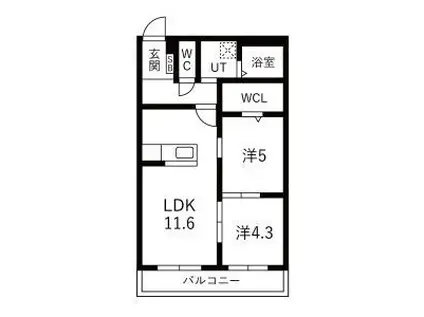 アーバンコート尾西(2LDK/3階)の間取り写真