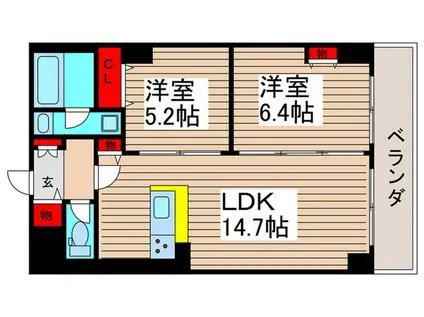 カスタリア西船橋II(2LDK/4階)の間取り写真