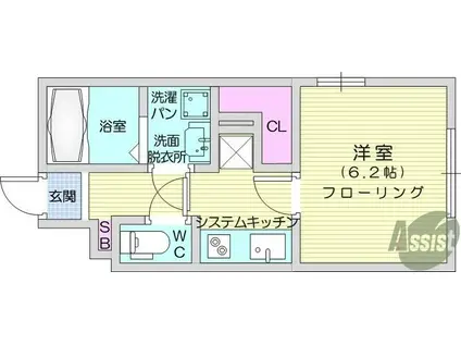 アンジェリーク新寺(1K/4階)の間取り写真