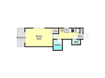 ロワール成瀬(1K/1階)の間取り写真