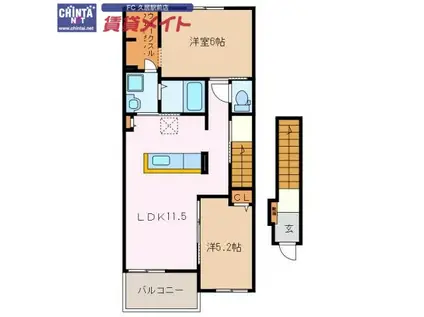 ゴールドオルカノース(2LDK/2階)の間取り写真