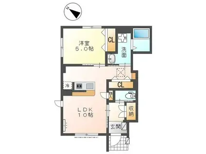 大磯町大磯アパート(1LDK/1階)の間取り写真