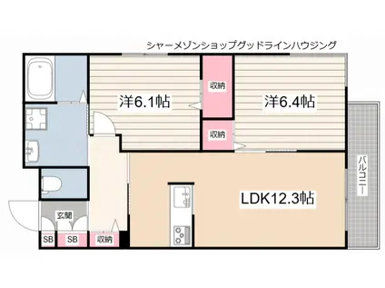 カーサ レジオKS(2LDK/2階)の間取り写真