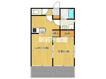 リーフ瀬高(1LDK/3階)の間取り写真