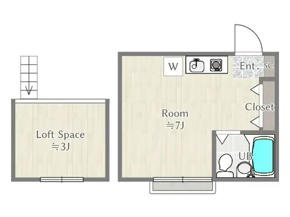 スカイビュー本多(1K/1階)の間取り写真