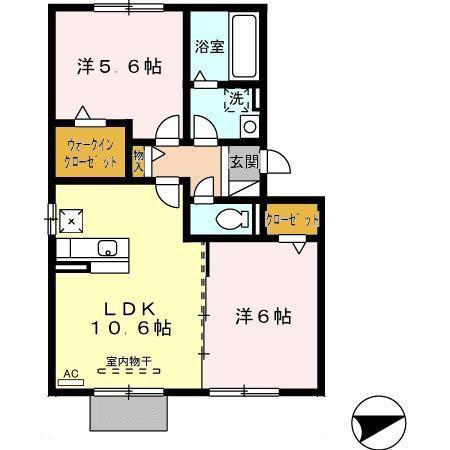 さくらHILL B棟(2LDK/1階)の間取り写真