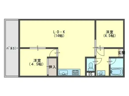 カルム魚住(2LDK/2階)の間取り写真