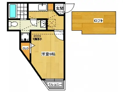 ベネフィスタウン七隈Ⅴ(1K/2階)の間取り写真