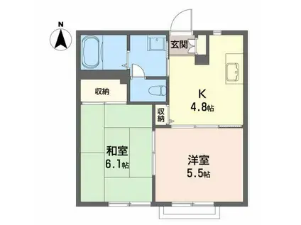 ドミール小倉寺(2K/1階)の間取り写真