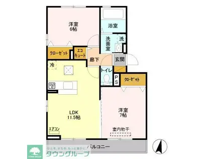 ゴールドパストラル VI(2LDK/1階)の間取り写真