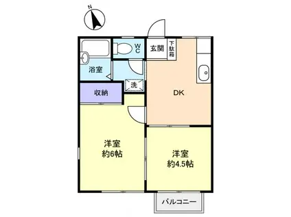 エステートピア(2DK/2階)の間取り写真