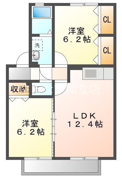 パステルウィンド(2LDK/2階)の間取り写真