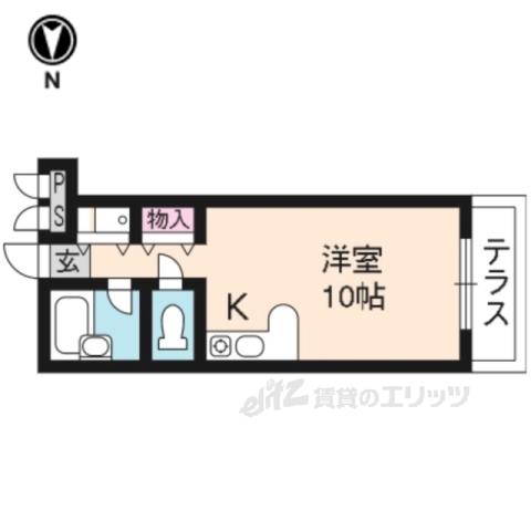 ヴィラ荒神口(ワンルーム/2階)の間取り写真