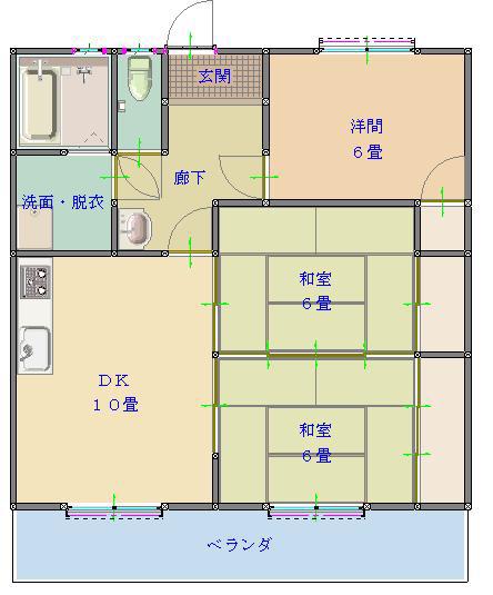 ハイツ南国(3LDK/4階)の間取り写真