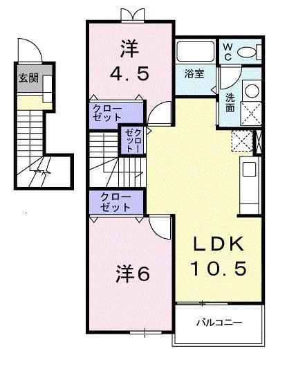 パークネスI(2LDK/2階)の間取り写真