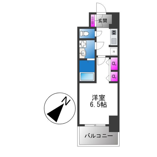S-RESIDENCE堺BLAZE(1K/8階)の間取り写真