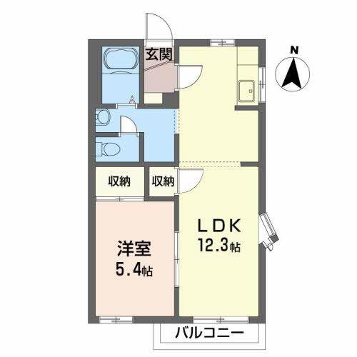 ヤマトハイツIIF(1LDK/1階)の間取り写真