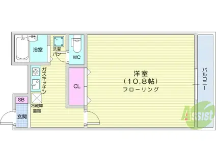 アムール カレクス ドゥトフ(1K/2階)の間取り写真