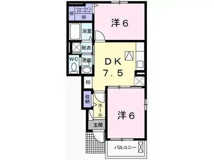 D・グロリアII(2DK/1階)の間取り写真