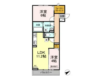 ジェルメII(2LDK/3階)の間取り写真