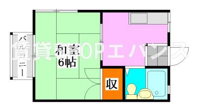 コーポパシーナ(1K/2階)の間取り写真