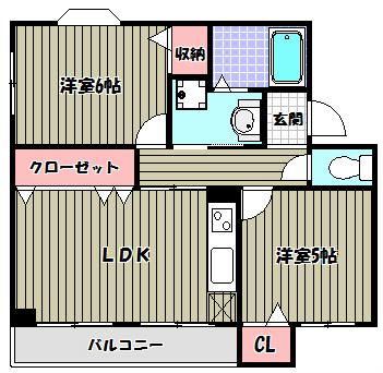 ベルフルール(2LDK/1階)の間取り写真